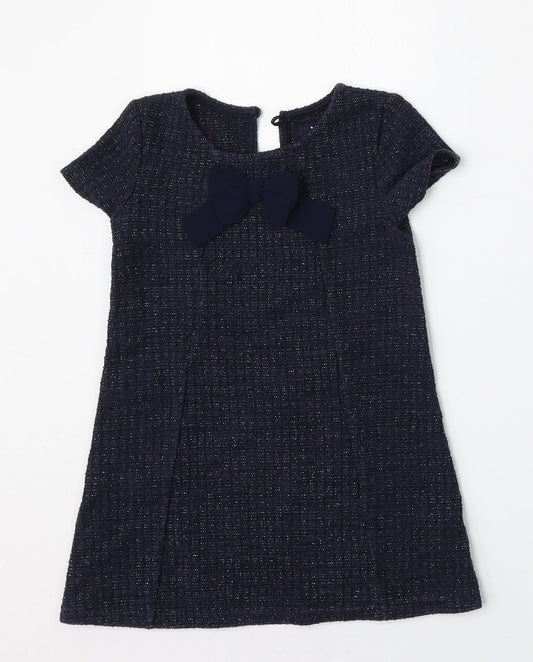 Young Dimension Girls Blue  Polyester Trapeze & Swing  Size 2-3 Years  Round Neck