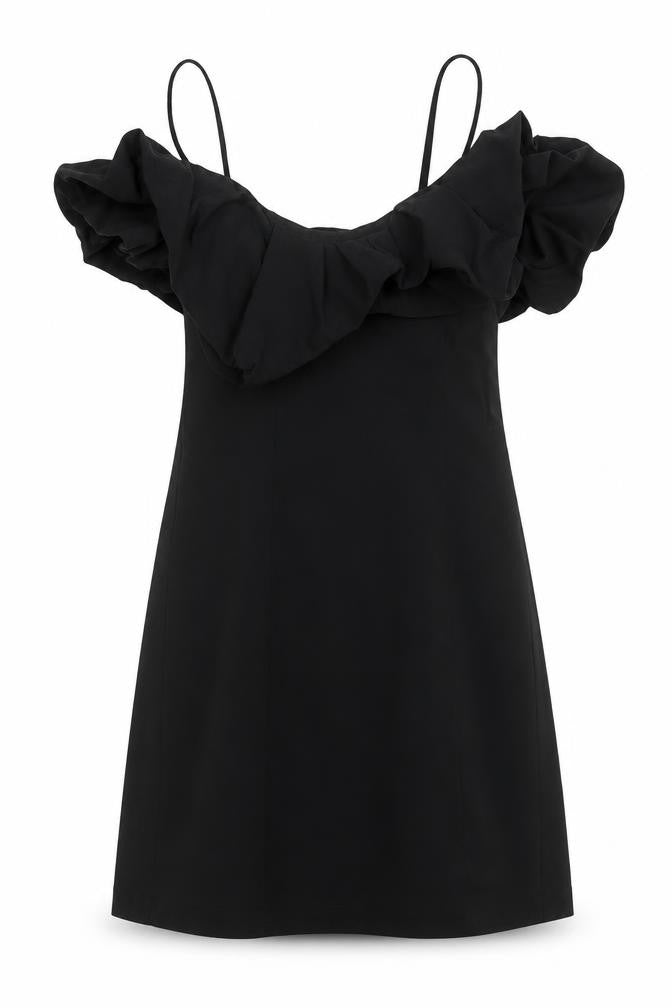 Stradivarius Womens Black  Cotton A-Line  Size S  Round Neck