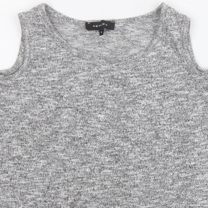 New Look Womens Grey  Polyester Basic T-Shirt Size 6 Round Neck