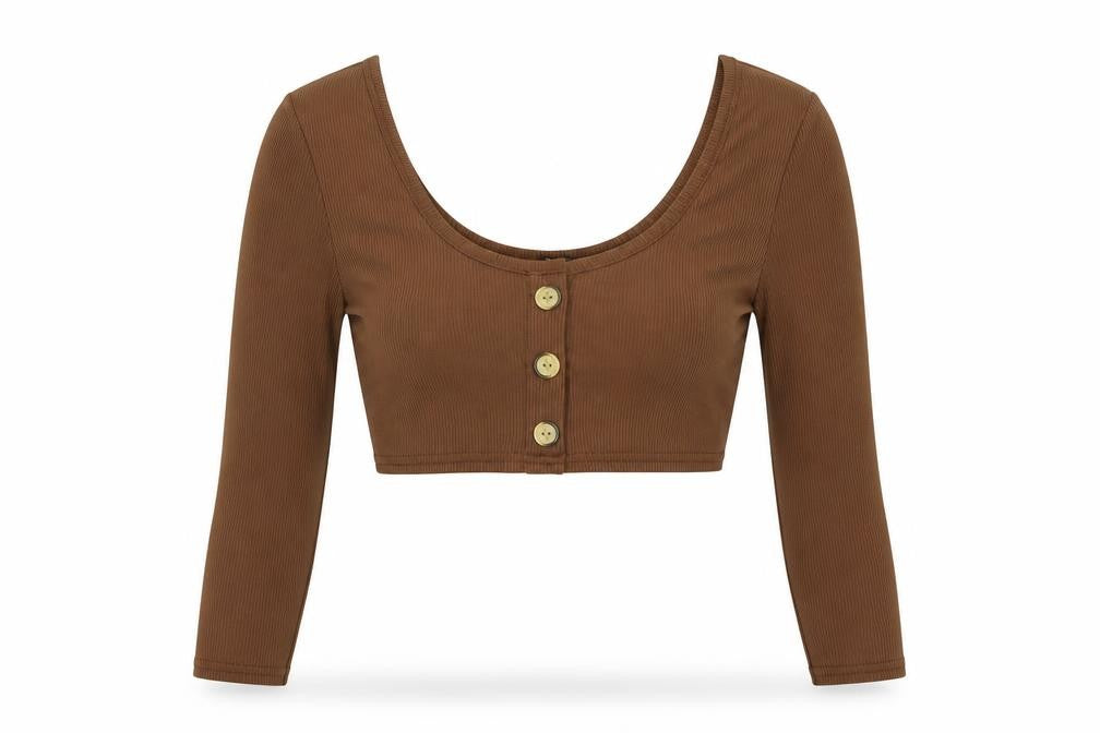 Nasdty Gal Womens Brown  Plastic Cropped Blouse Size 4 Scoop Neck