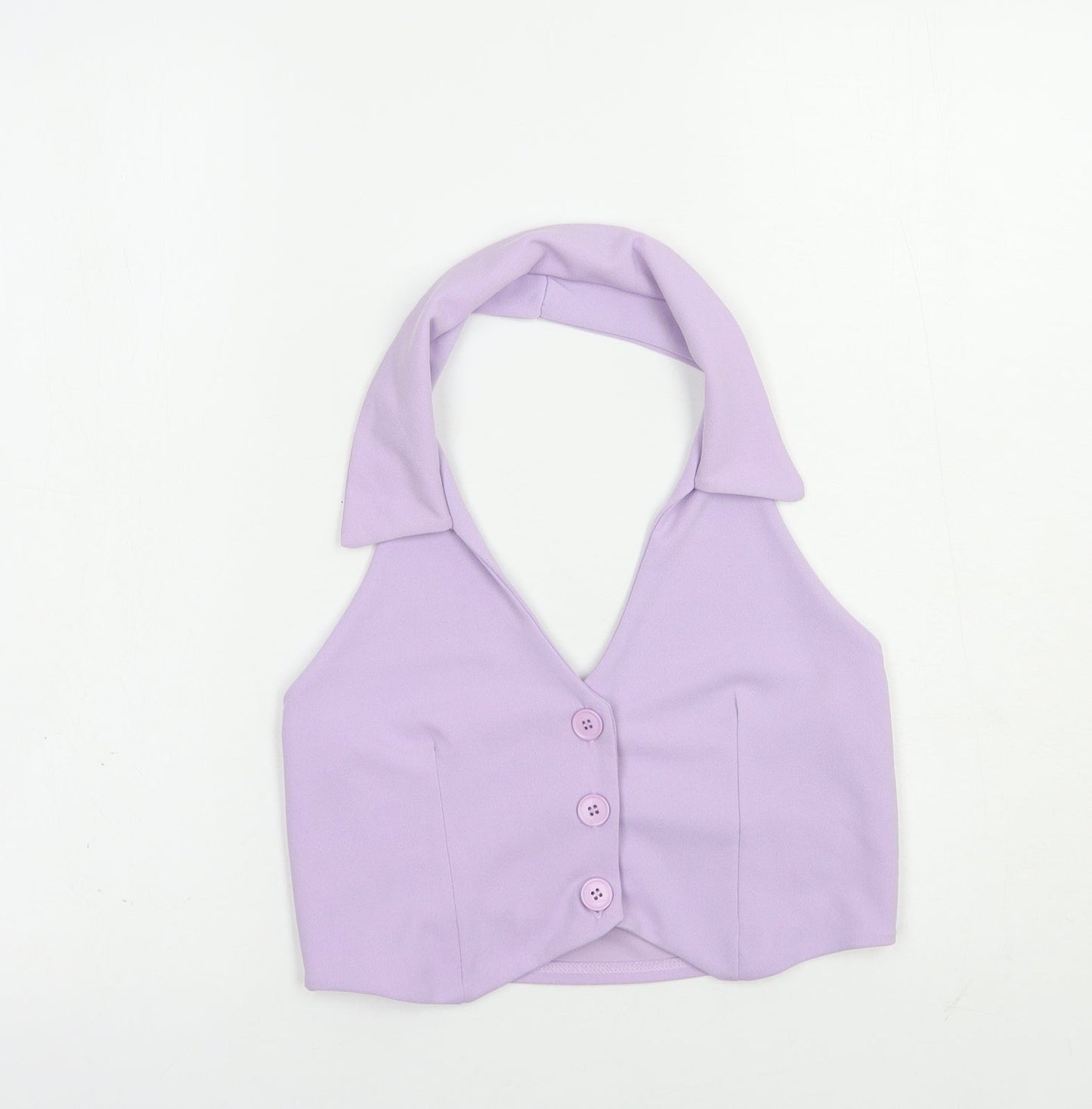 Missguided Womens Purple  Polyester Cropped Tank Size 4 V-Neck