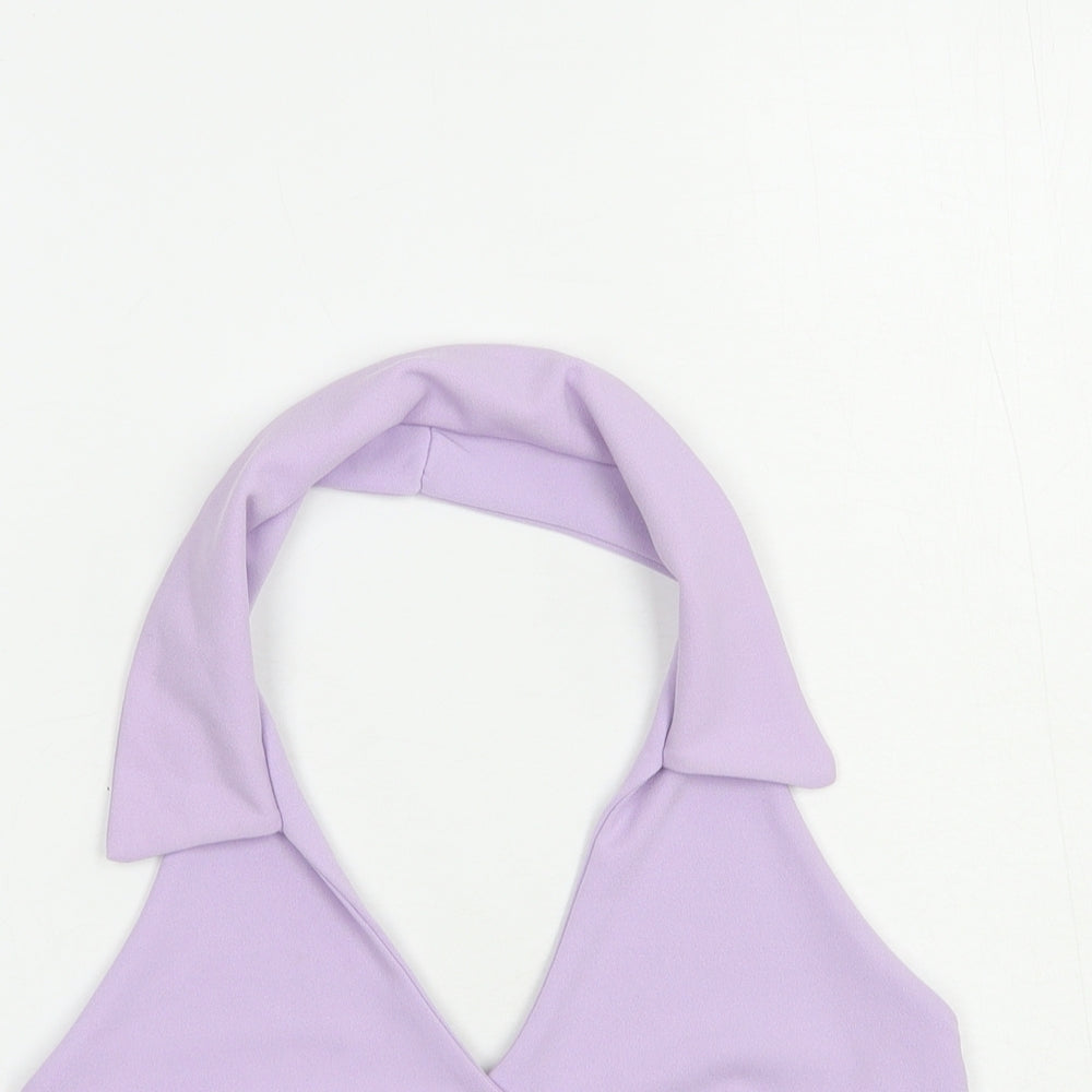 Missguided Womens Purple  Polyester Cropped Tank Size 4 V-Neck