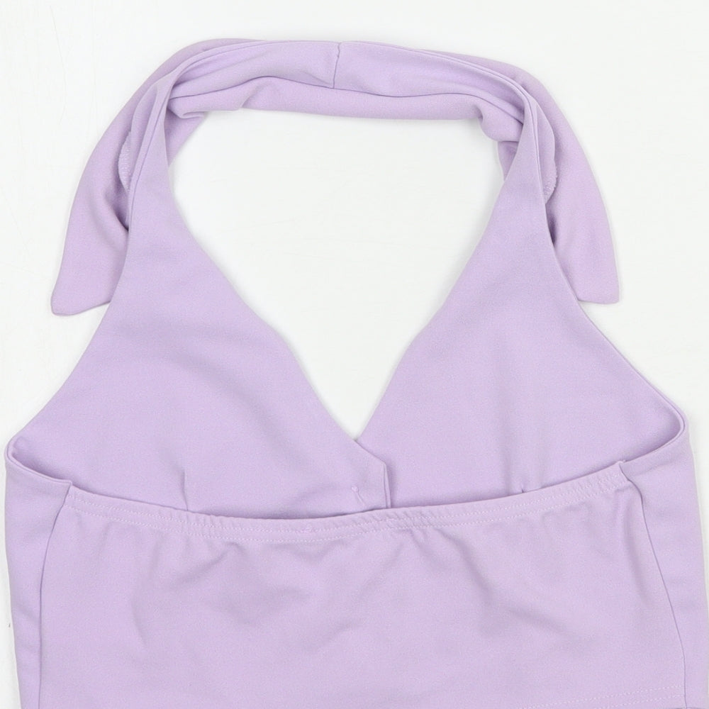 Missguided Womens Purple  Polyester Cropped Tank Size 4 V-Neck