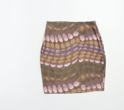 Naanaa Womens Purple Geometric Polyester Mini Skirt Size 8   Zip
