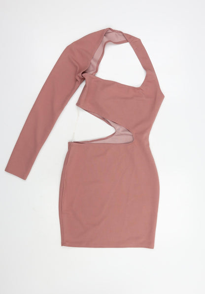 Ayanapa Womens Pink  Polyester Bodycon  Size S  One Shoulder Pullover