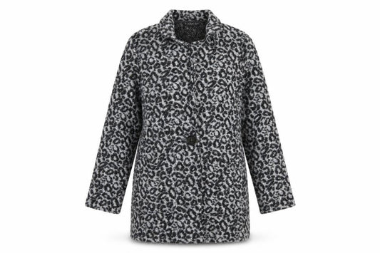 Dunnes Womens Grey Animal Print  Jacket Coatigan Size M  Button