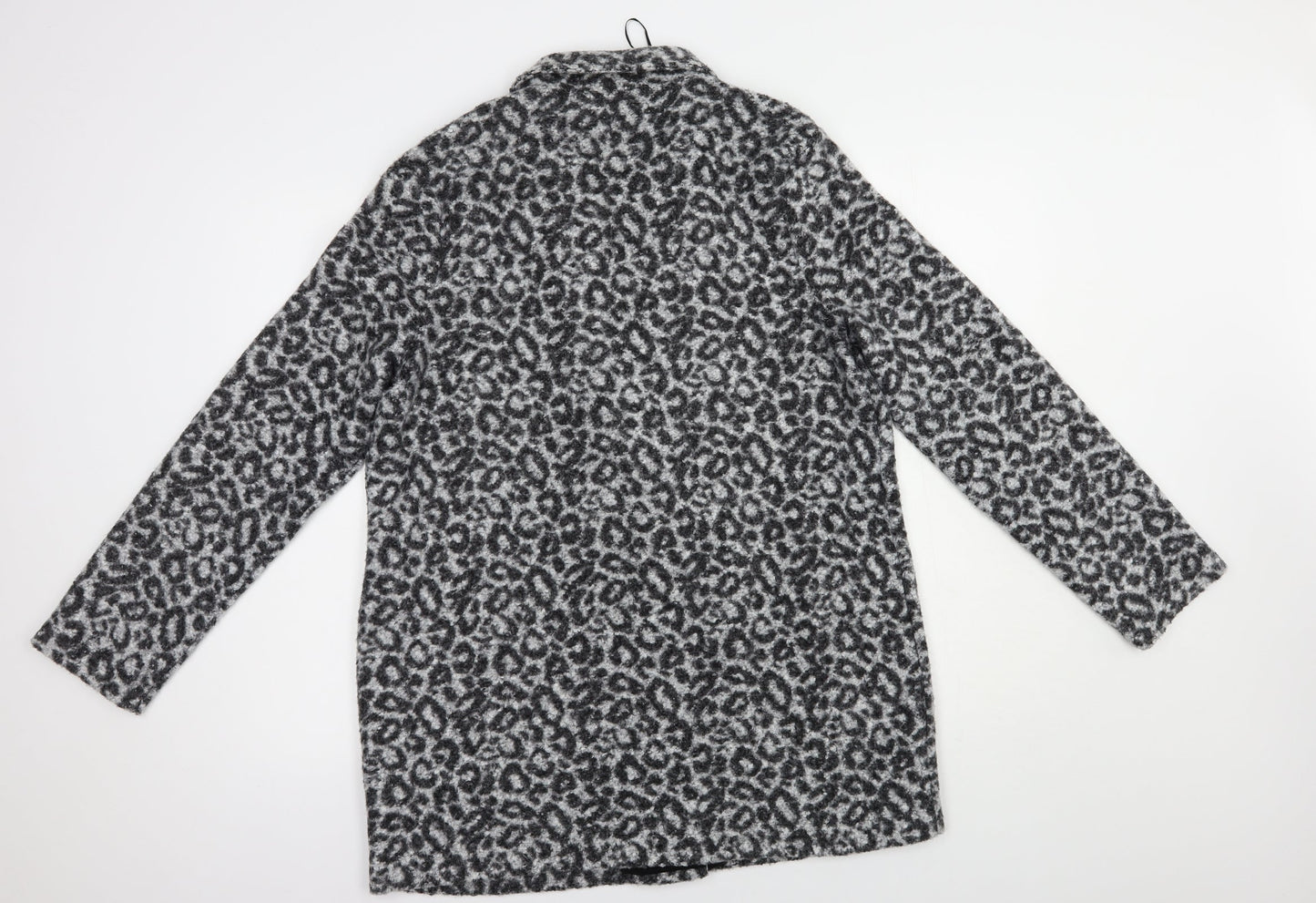 Dunnes Stores Womens Grey Animal Print  Jacket Coatigan Size M  Button