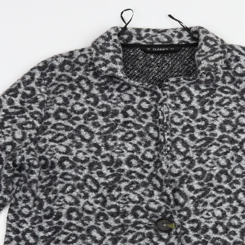 Dunnes Stores Womens Grey Animal Print  Jacket Coatigan Size M  Button