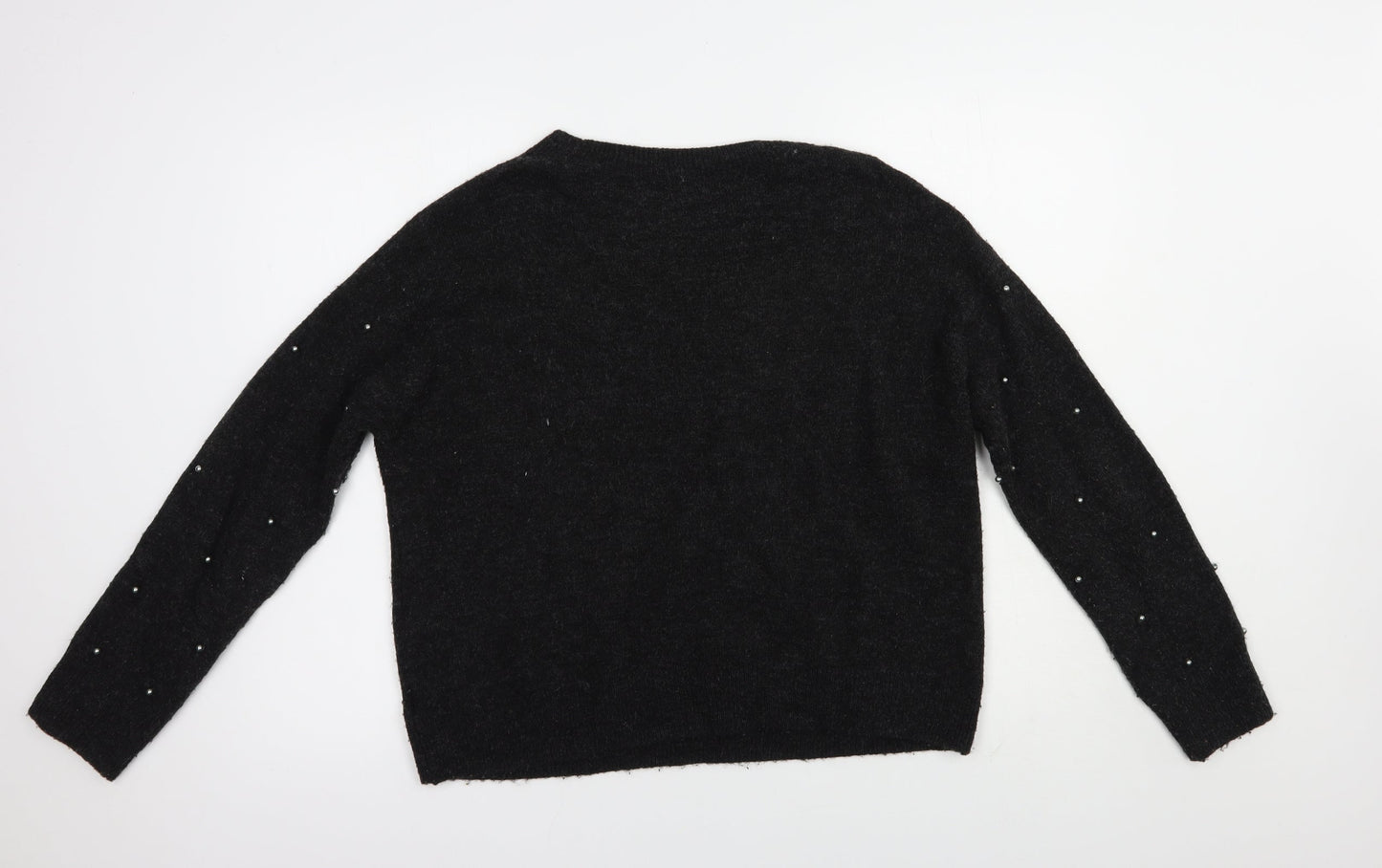 H&M Womens Grey Boat Neck  Acrylic Pullover Jumper Size S