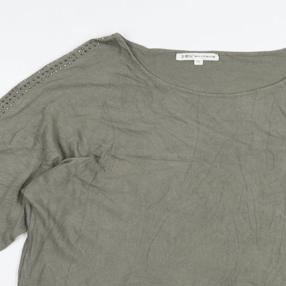 Tu Womens Green Boat Neck  Viscose Pullover Jumper Size L