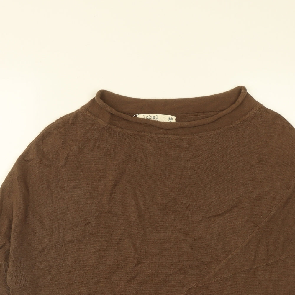 Label Lab Womens Brown Round Neck  Cotton Pullover Jumper Size 10