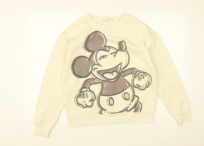 Preloved Primark Womens White Round Neck  Polyester Pullover Jumper Size XS   - Disney Mickey Mouse - Front