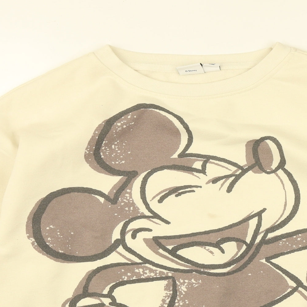 Primark Womens White Round Neck  Polyester Pullover Jumper Size XS   - Disney Mickey Mouse