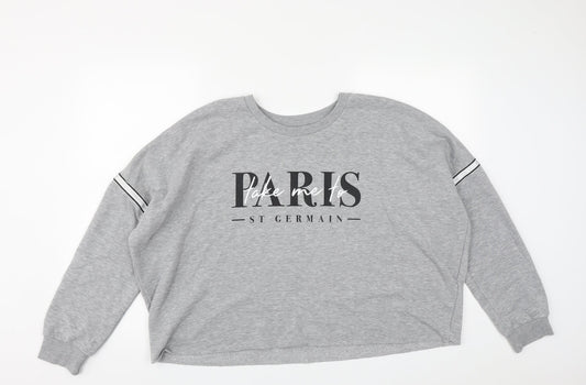 Primark Womens Grey  Polyester Pullover Sweatshirt Size L