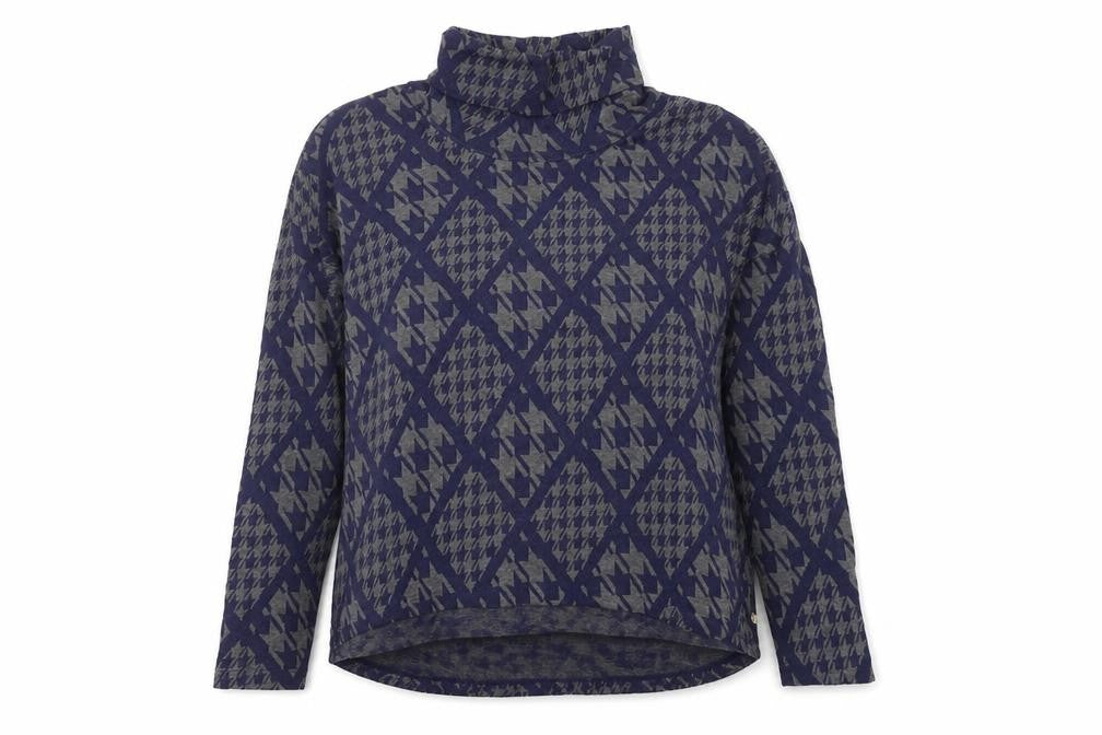 Hatley Womens Blue Roll Neck Geometric Cotton Pullover Jumper Size XL