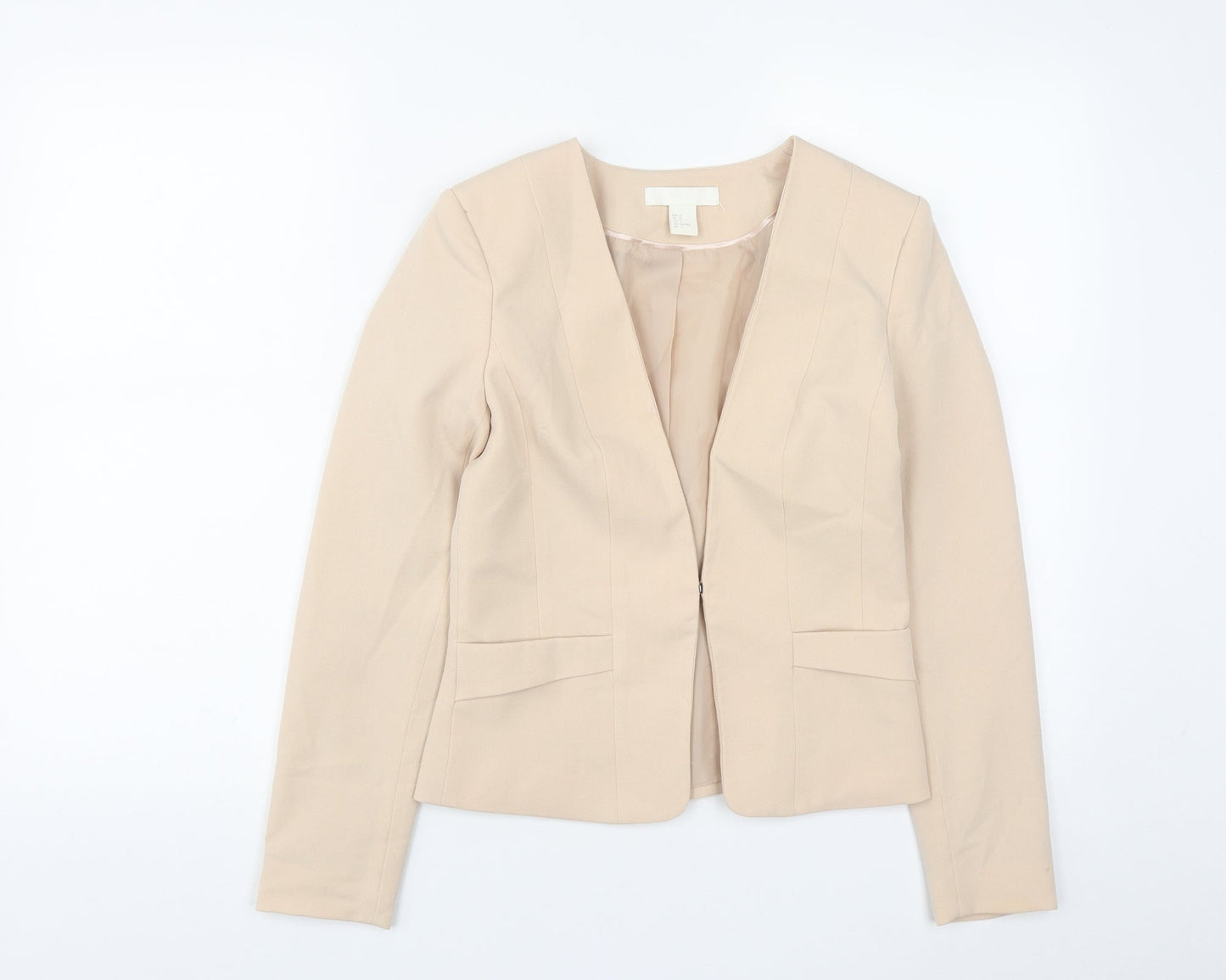 H&M Womens Beige   Jacket  Size 6  Hook & Eye