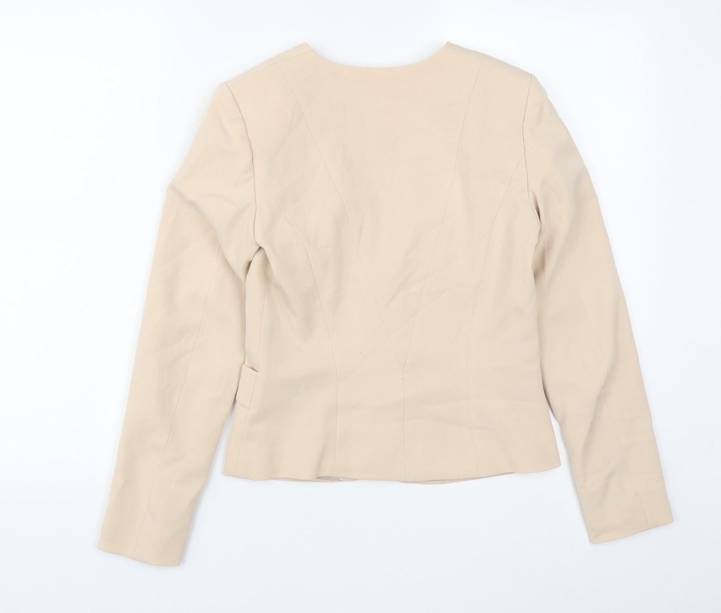 H&M Womens Beige   Jacket  Size 6  Hook & Eye