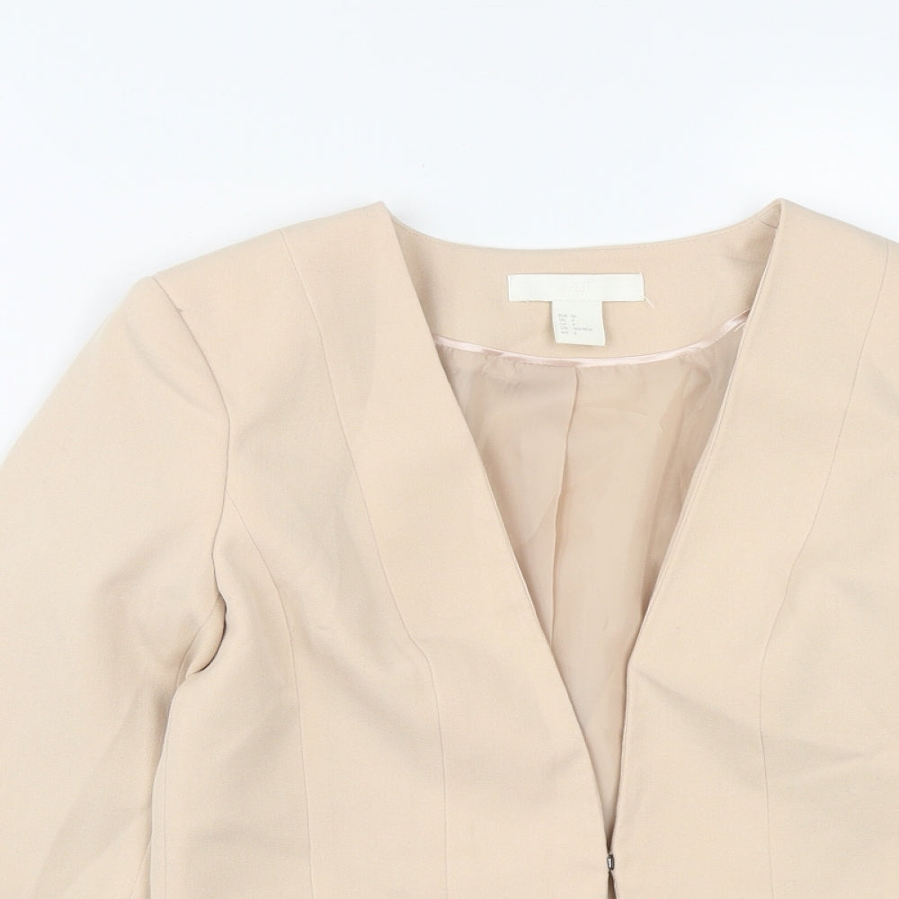 H&M Womens Beige   Jacket  Size 6  Hook & Eye