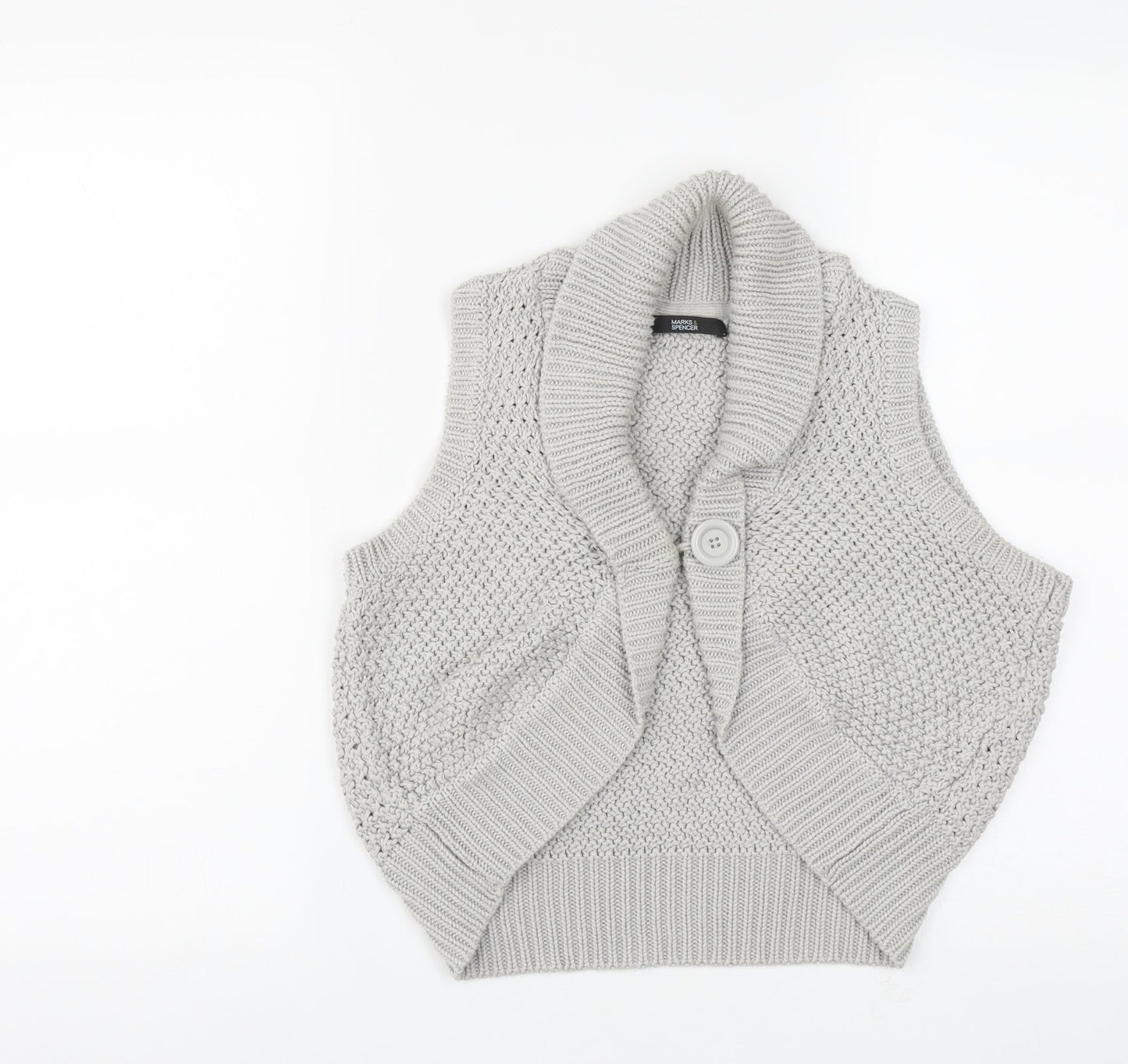 Marks and Spencer Womens Grey V-Neck  Acrylic Shrug Jumper Size 12