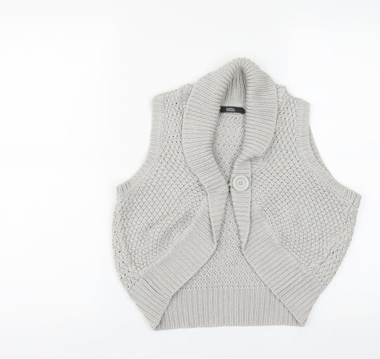 Marks and Spencer Womens Grey V-Neck  Acrylic Shrug Jumper Size 12