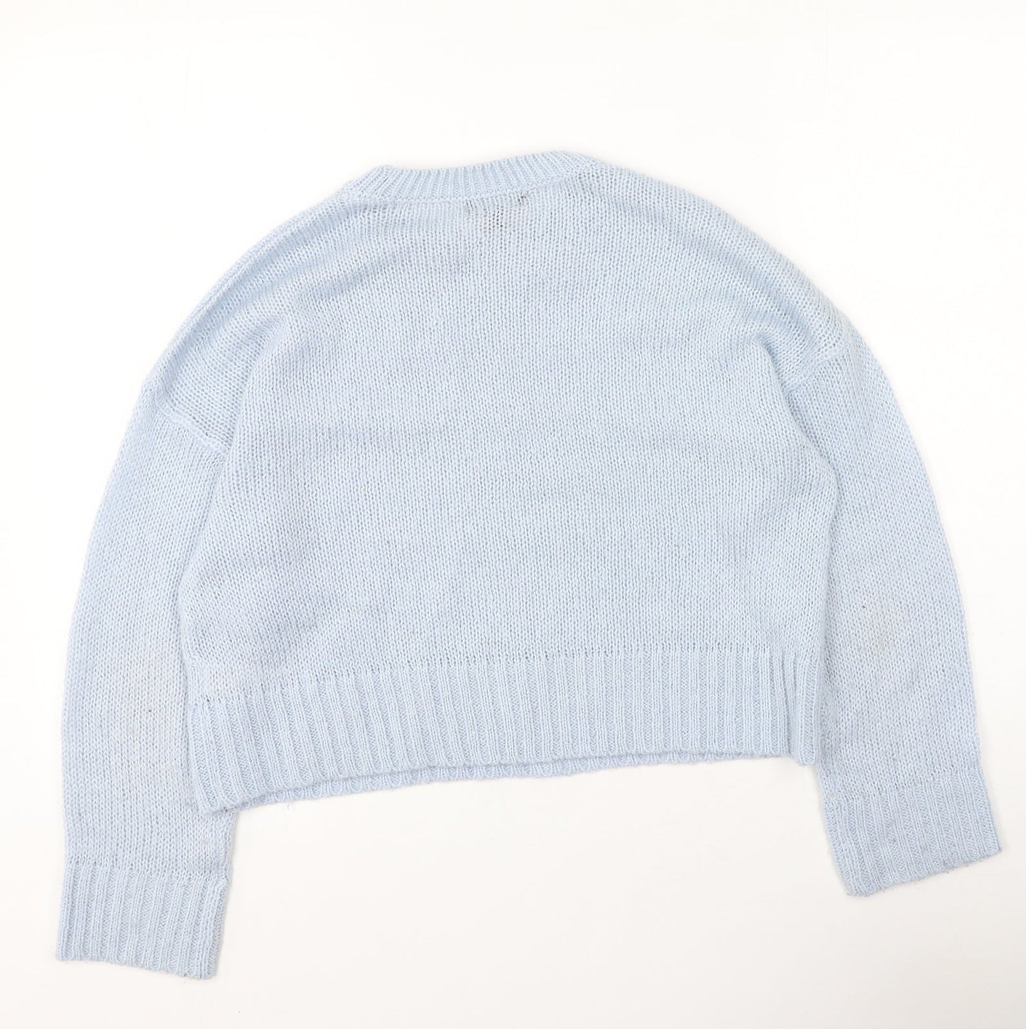 New Look Womens Blue Round Neck  Acrylic Pullover Jumper Size S