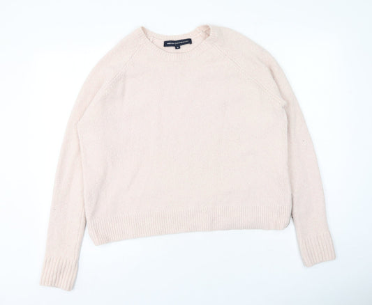 French Connection Womens Pink Round Neck  Polyester Pullover Jumper Size M