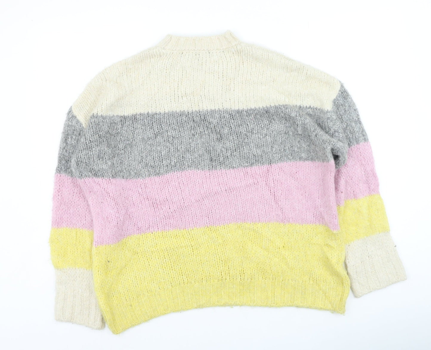 New Look Womens Multicoloured Round Neck Striped Acrylic Pullover Jumper Size S