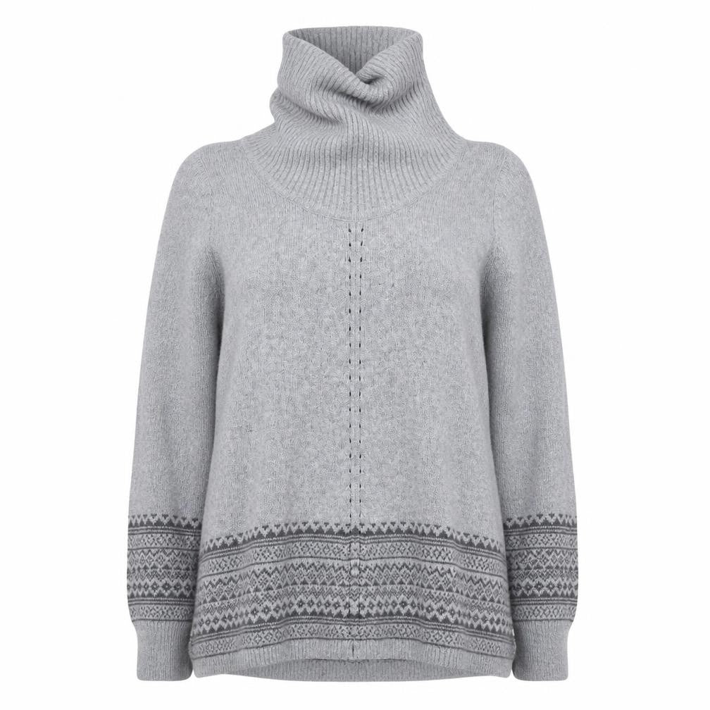 BHS Womens Grey High Neck Geometric Viscose Pullover Jumper Size 16