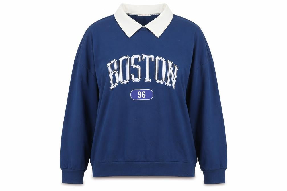 ROMWE Womens Blue  Polyester Pullover Sweatshirt Size M