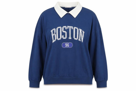 ROMWE Womens Blue  Polyester Pullover Sweatshirt Size M