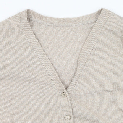 Pep&Co Womens Brown V-Neck  Polyester Cardigan Jumper Size 8