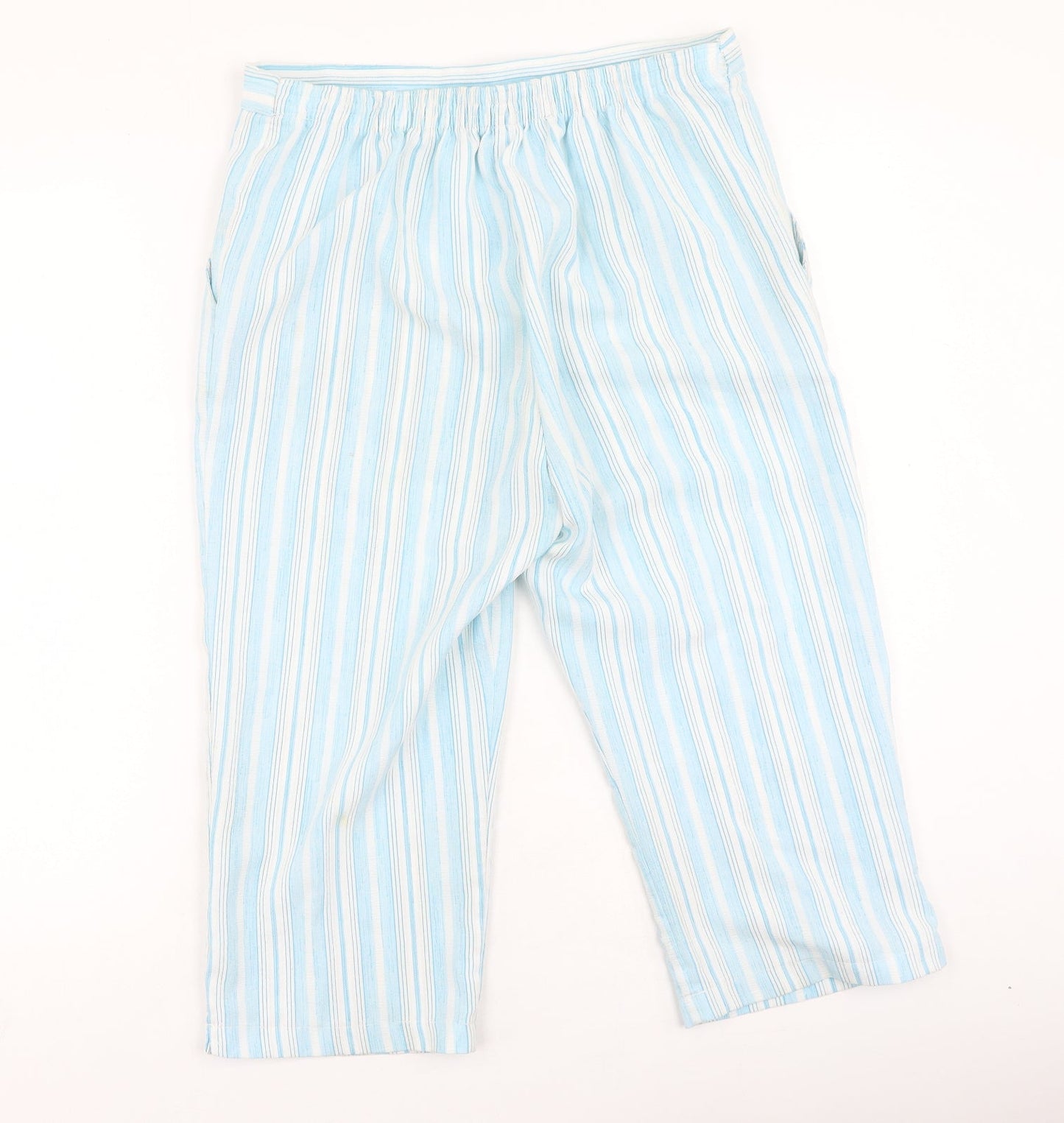 Dixie Womens Blue Striped Polyester Trousers  Size 14 L20 in Regular