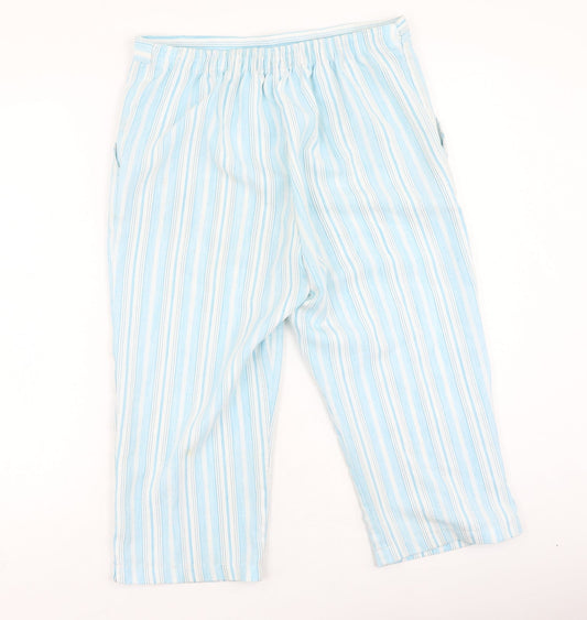 Dixie Womens Blue Striped Polyester Trousers  Size 14 L20 in Regular