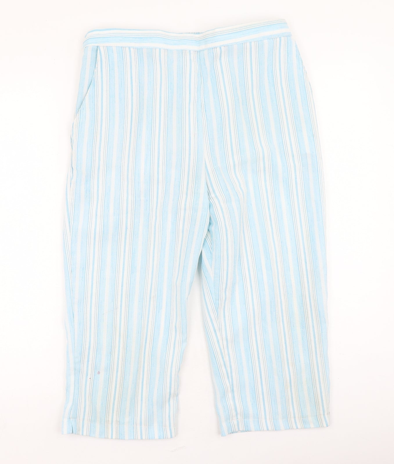Dixie Womens Blue Striped Polyester Trousers  Size 14 L20 in Regular