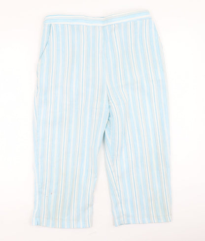 Dixie Womens Blue Striped Polyester Trousers  Size 14 L20 in Regular