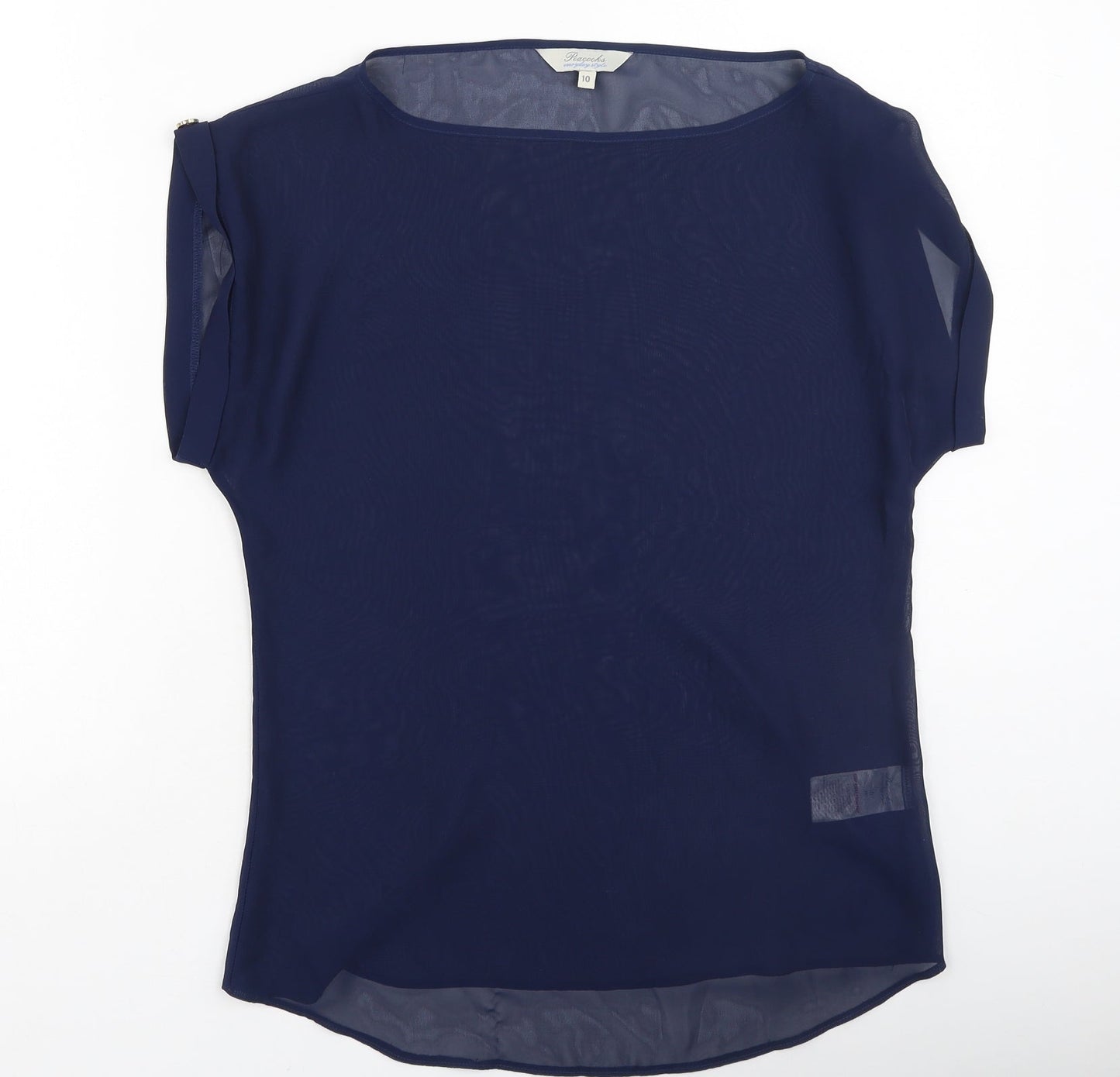 Peacocks Womens Blue  Polyester Basic T-Shirt Size 10 Round Neck