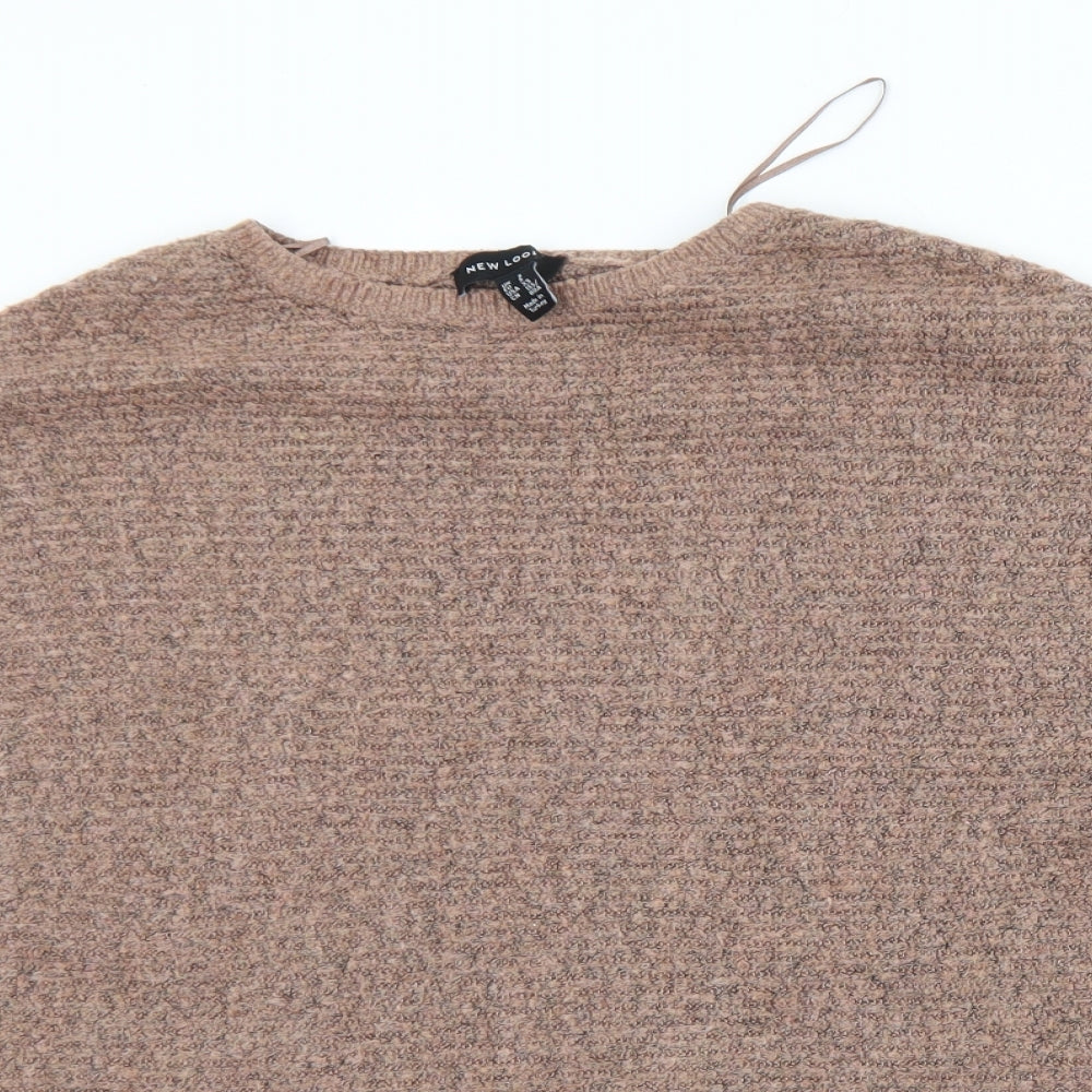 New Look Womens Brown Crew Neck  Acrylic Pullover Jumper Size S   - Oversized