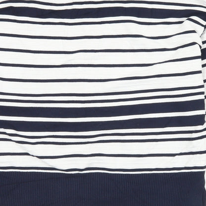 Topshop Womens White Crew Neck Striped Viscose Pullover Jumper Size 6