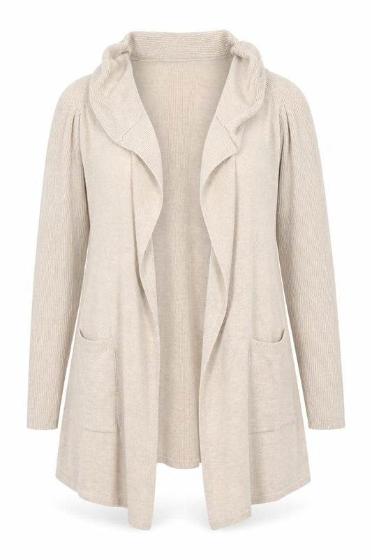 F&F Womens Beige Collared  Nylon Cardigan Jumper Size 10