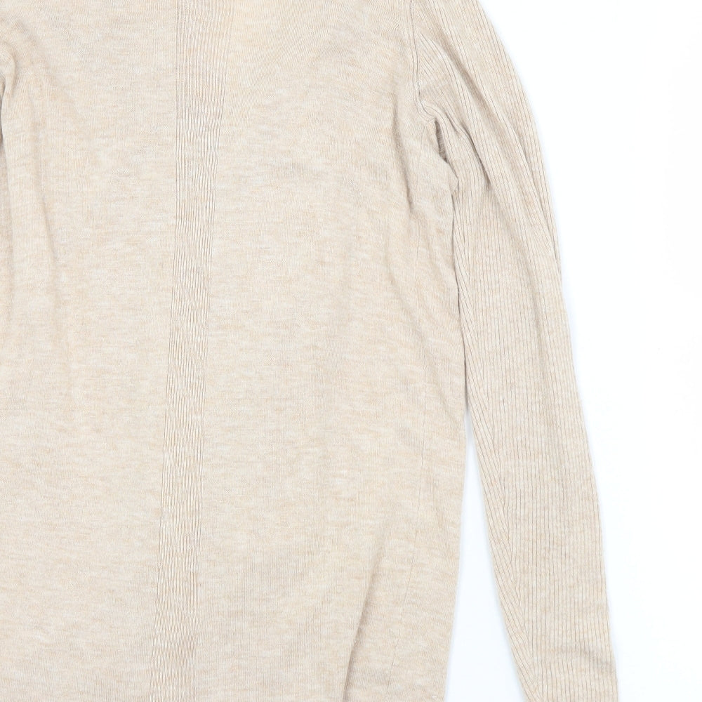 F&F Womens Beige Collared  Nylon Cardigan Jumper Size 10