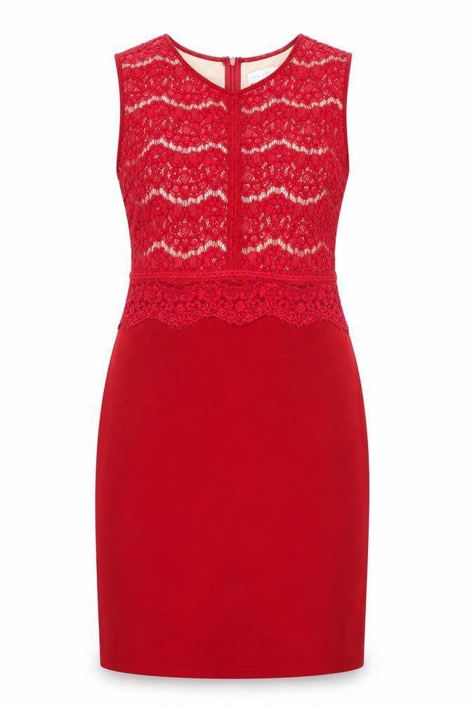 Marc Angelo Womens Red  Cotton Shift  Size 14  Round Neck Zip