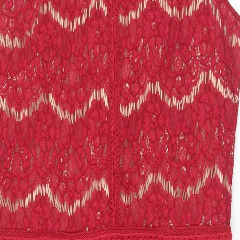 Marc Angelo Womens Red  Cotton Shift  Size 14  Round Neck Zip