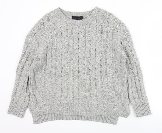 Primark Womens Grey Crew Neck  Acrylic Pullover Jumper Size 6   - 6/8