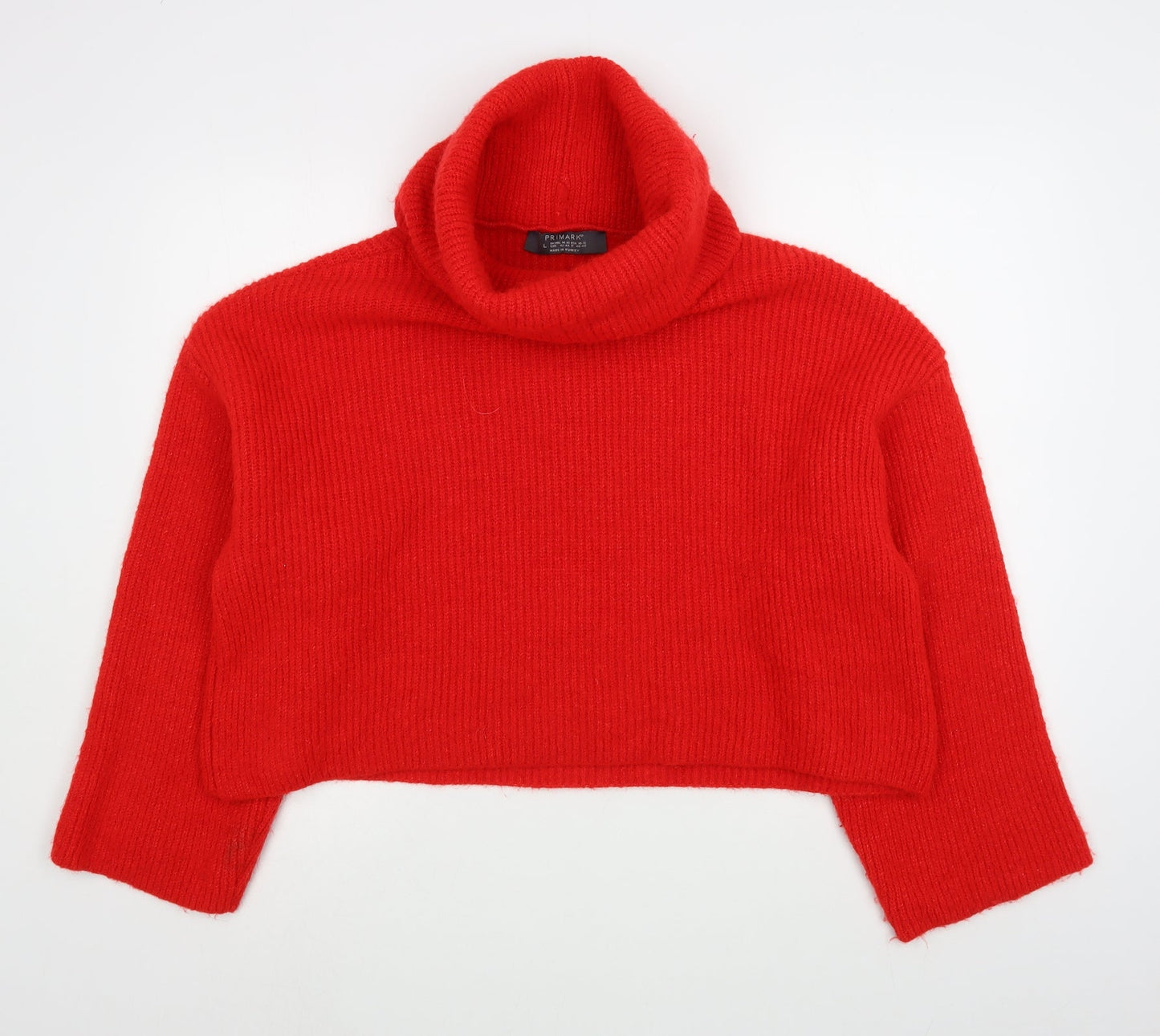 Priark Womens Red Roll Neck  Acrylic Pullover Jumper Size L