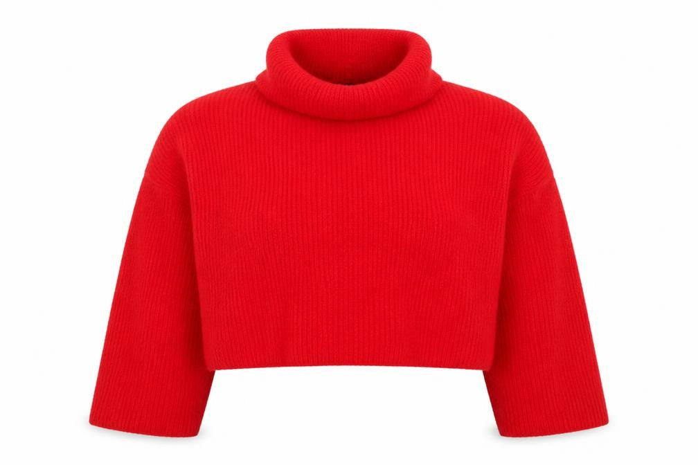 Priark Womens Red Roll Neck  Acrylic Pullover Jumper Size L