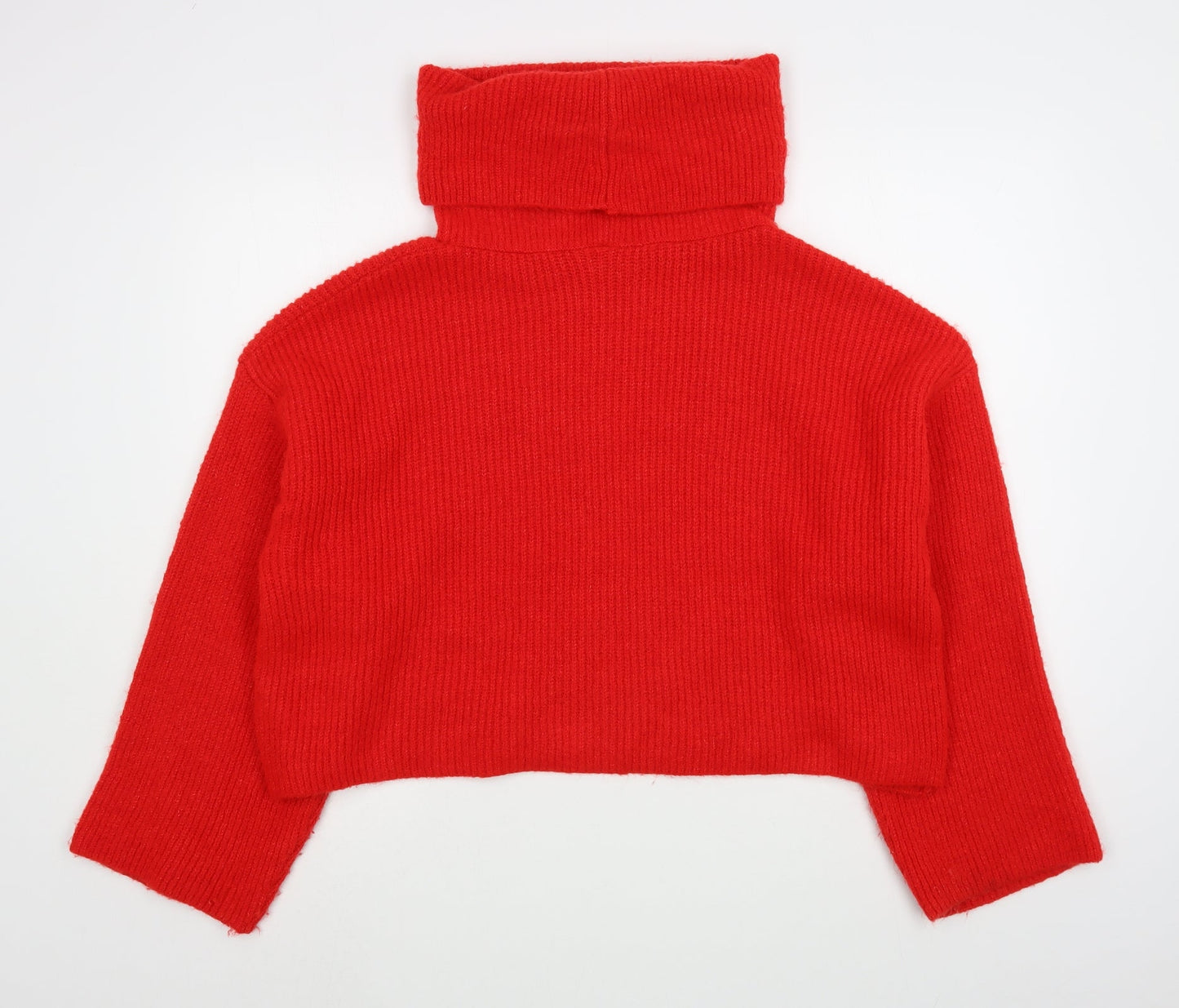 Priark Womens Red Roll Neck  Acrylic Pullover Jumper Size L