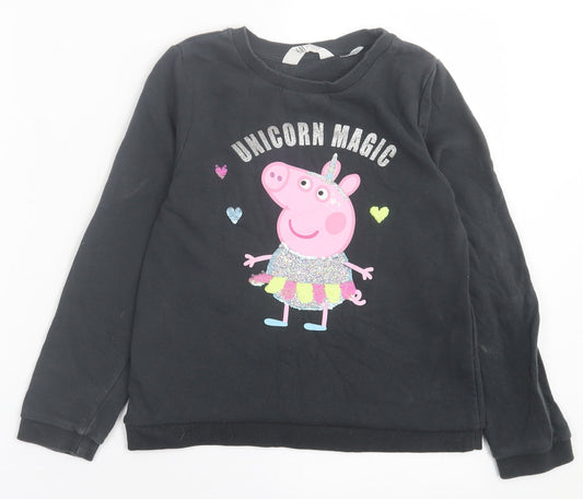 H&M Girls Grey  Cotton Pullover Sweatshirt Size 9-10 Years  Pullover - Peppa pig