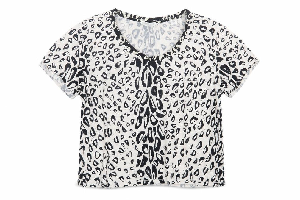 Scotch & Soda Womens Beige Animal Print Cotton Basic T-Shirt Size S V-Neck