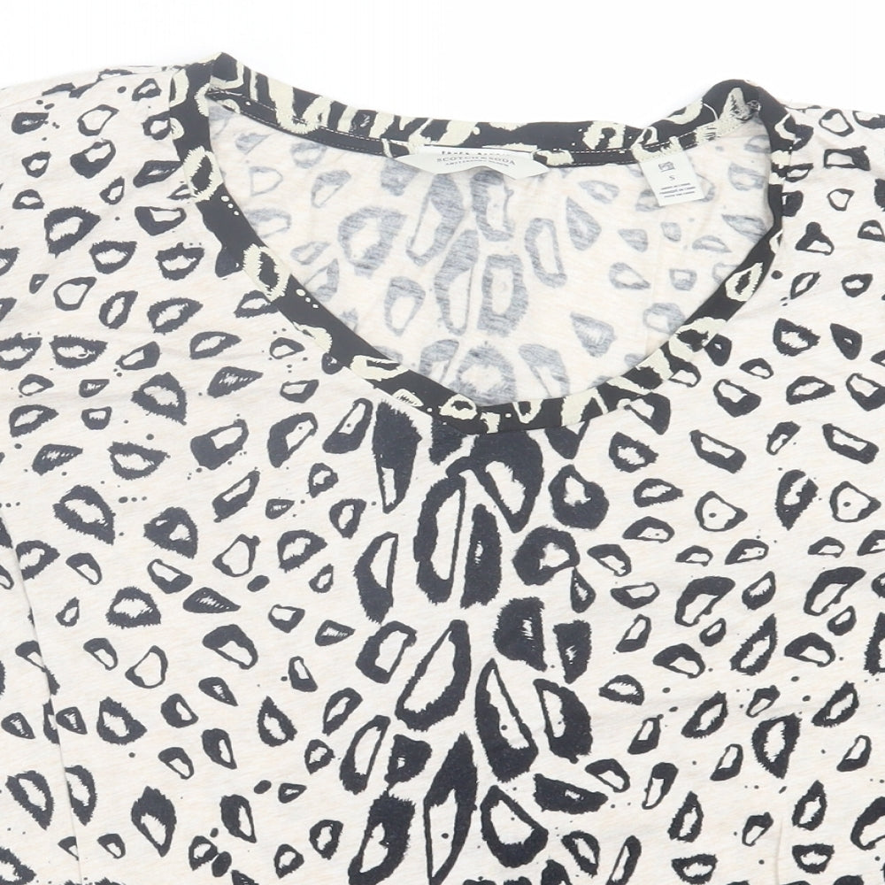 Scotch & Soda Womens Beige Animal Print Cotton Basic T-Shirt Size S V-Neck