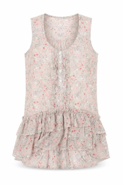 Atmosphere Womens Brown Floral Polyester Basic Tank Size 8 Crew Neck
